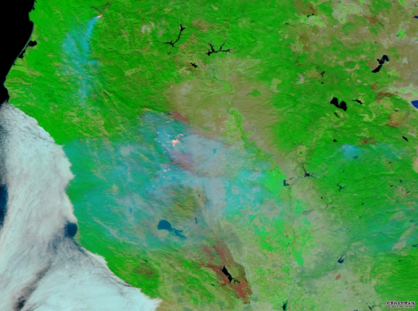 杏耀app二维码nasa - nasa卫星显示加州埃尔克霍恩大火留下的烧伤疤痕